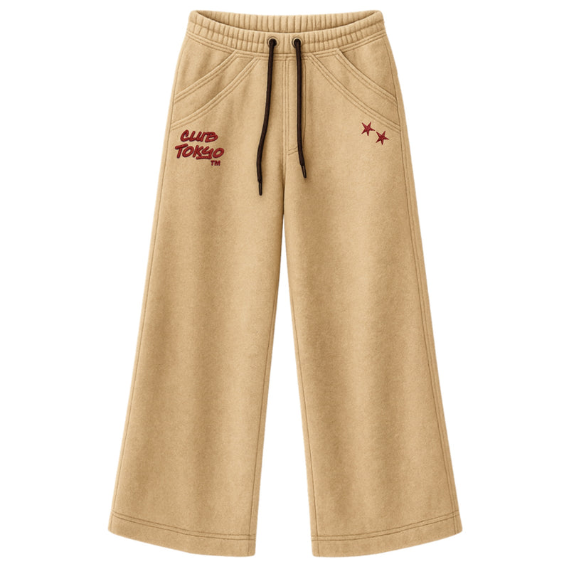 Wide-Leg Sweatpants- Camel