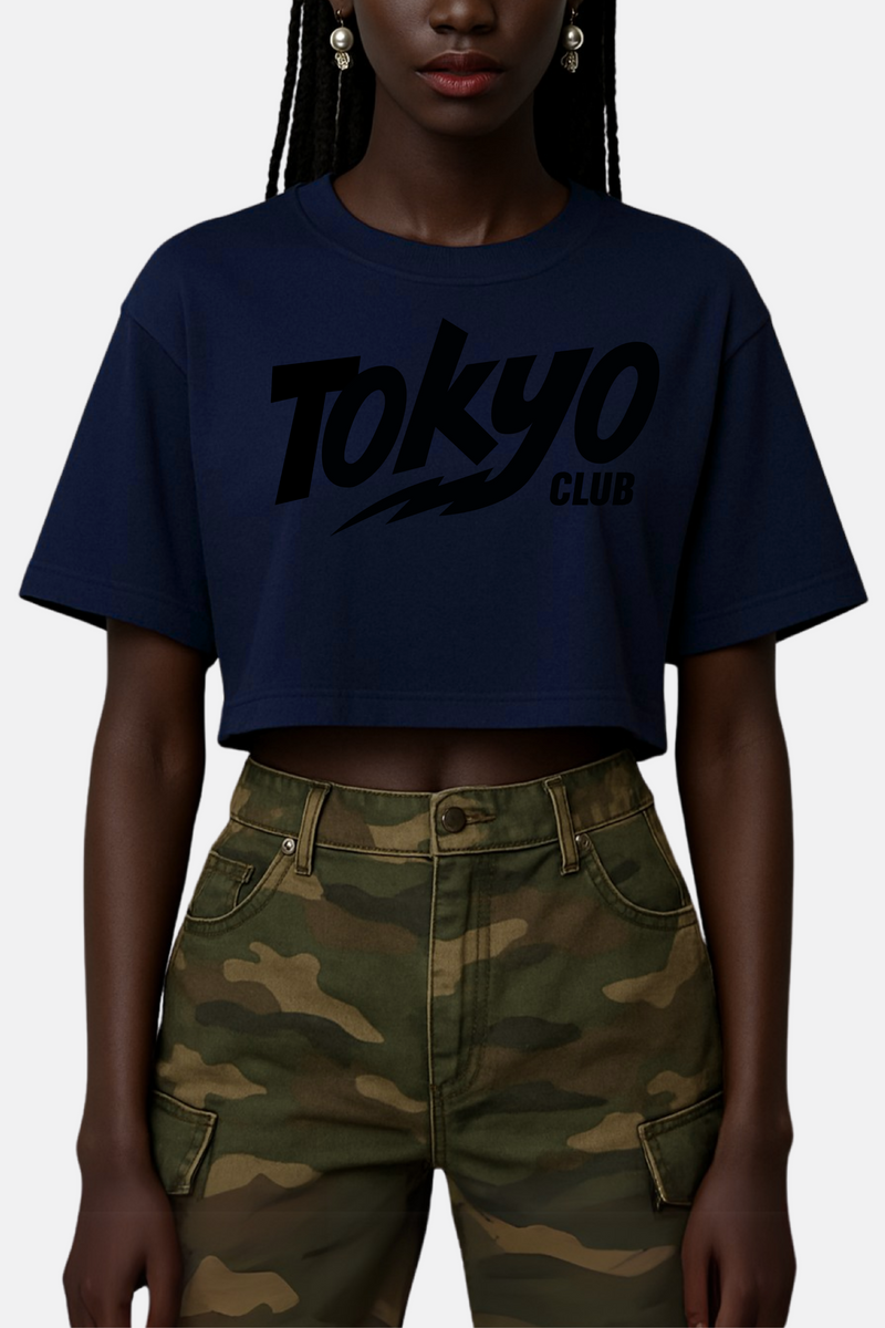 Graphic Crop T-Shirt – Dark Navy Blue