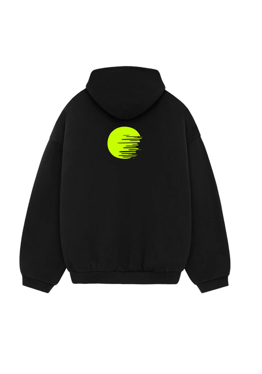 Black Tokyo Hoodie with Phosphorescent Yellow Logo