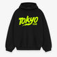 Black Tokyo Hoodie with Phosphorescent Yellow Logo