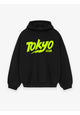 Black Tokyo Hoodie with Phosphorescent Yellow Logo