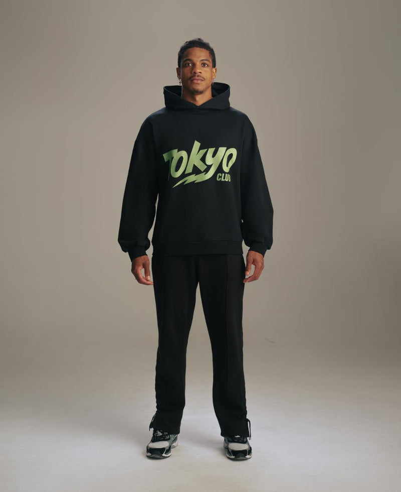 Tokyo Club Black Hoodie- Neon Yellow-Green Logo