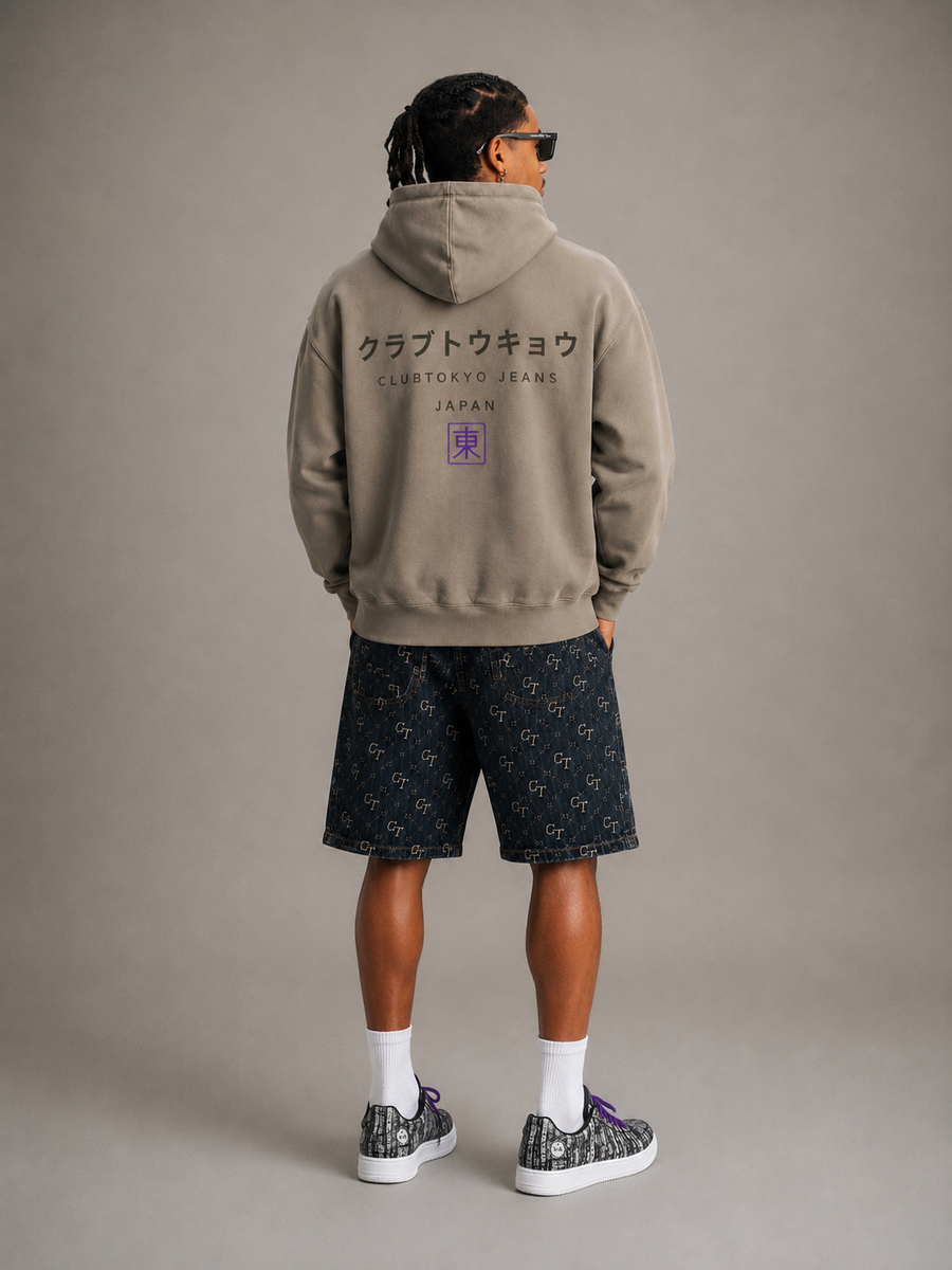 Stone Taupe Washed Oversize Hoodie