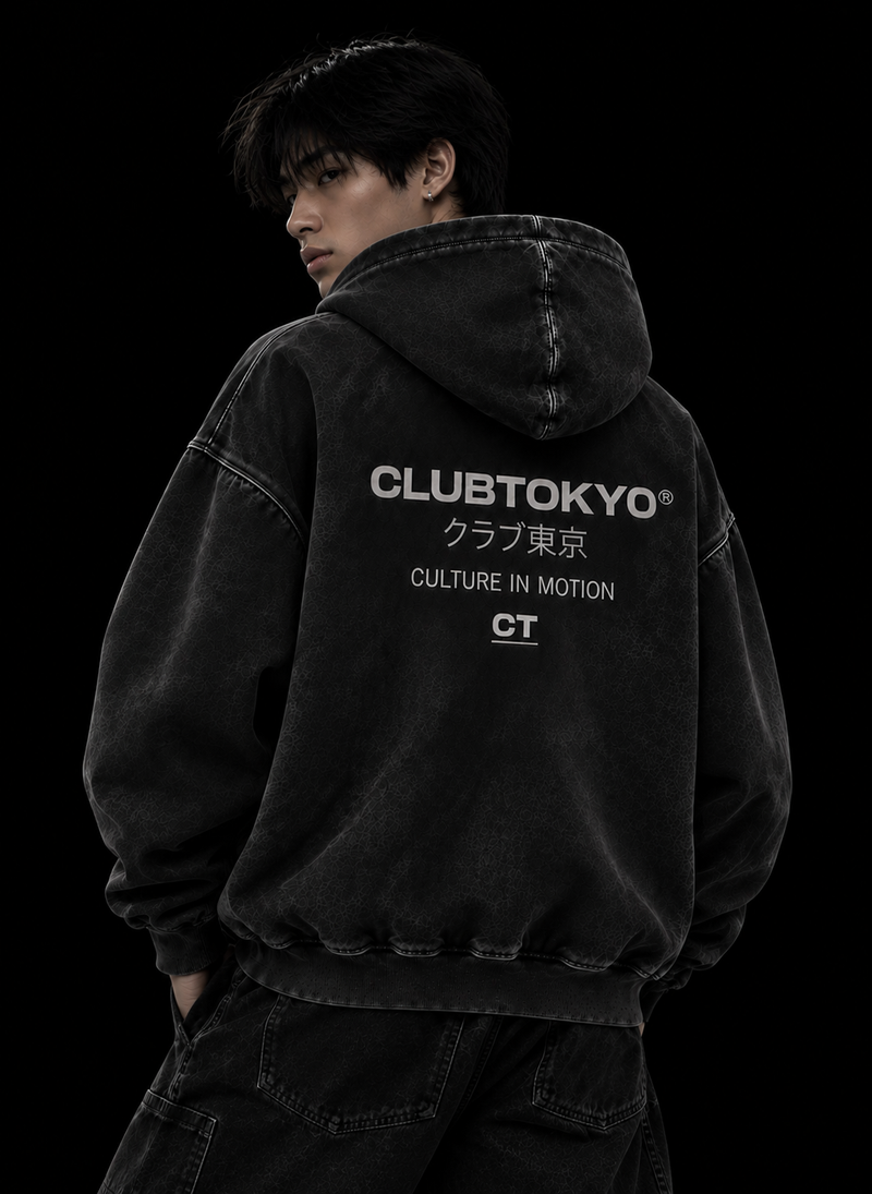 Washed Black Zip Hoodie