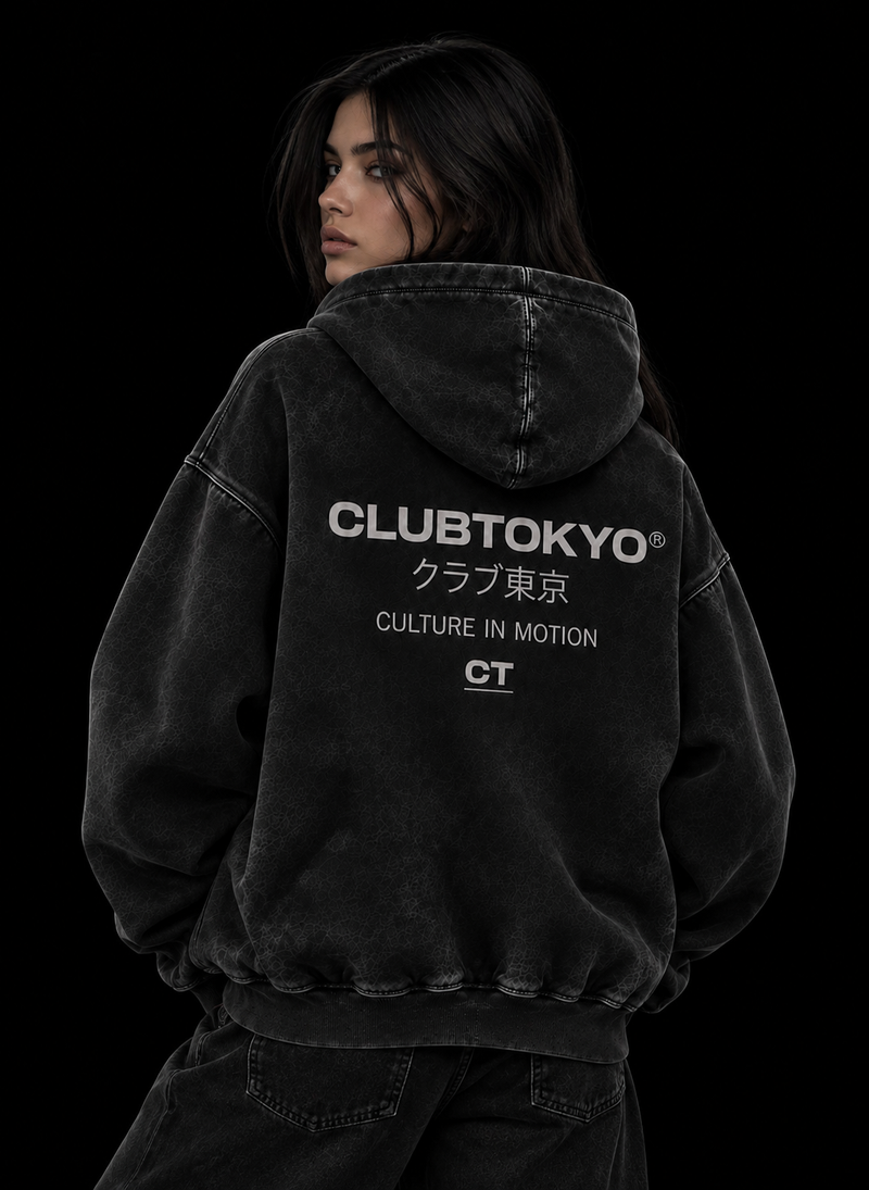 Washed Black Zip Hoodie