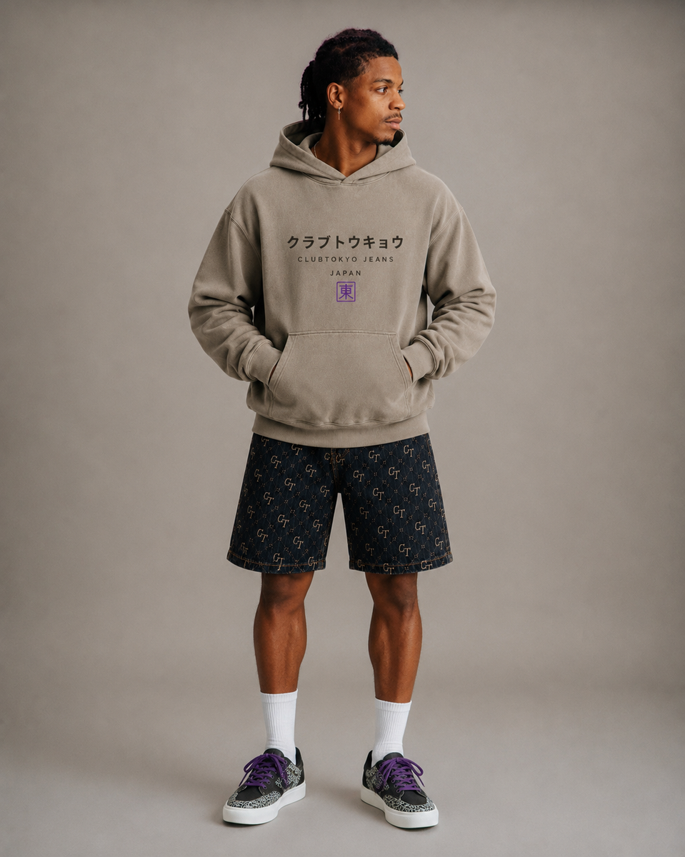 Stone Taupe Washed Oversize Hoodie