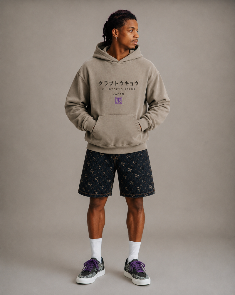 Stone Taupe Washed Oversize Hoodie