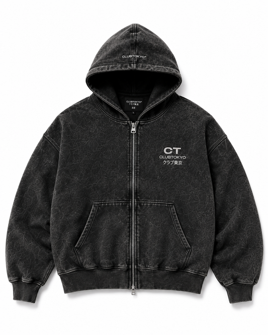 Washed Black Zip Hoodie
