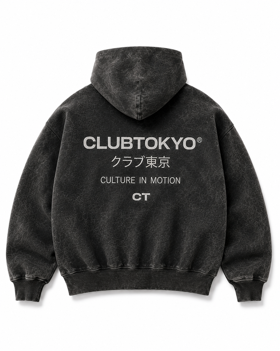 Washed Black Zip Hoodie