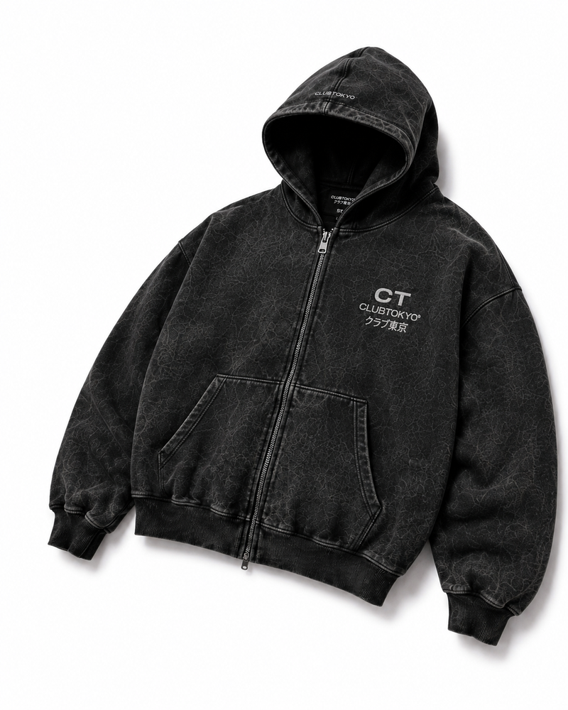 Washed Black Zip Hoodie