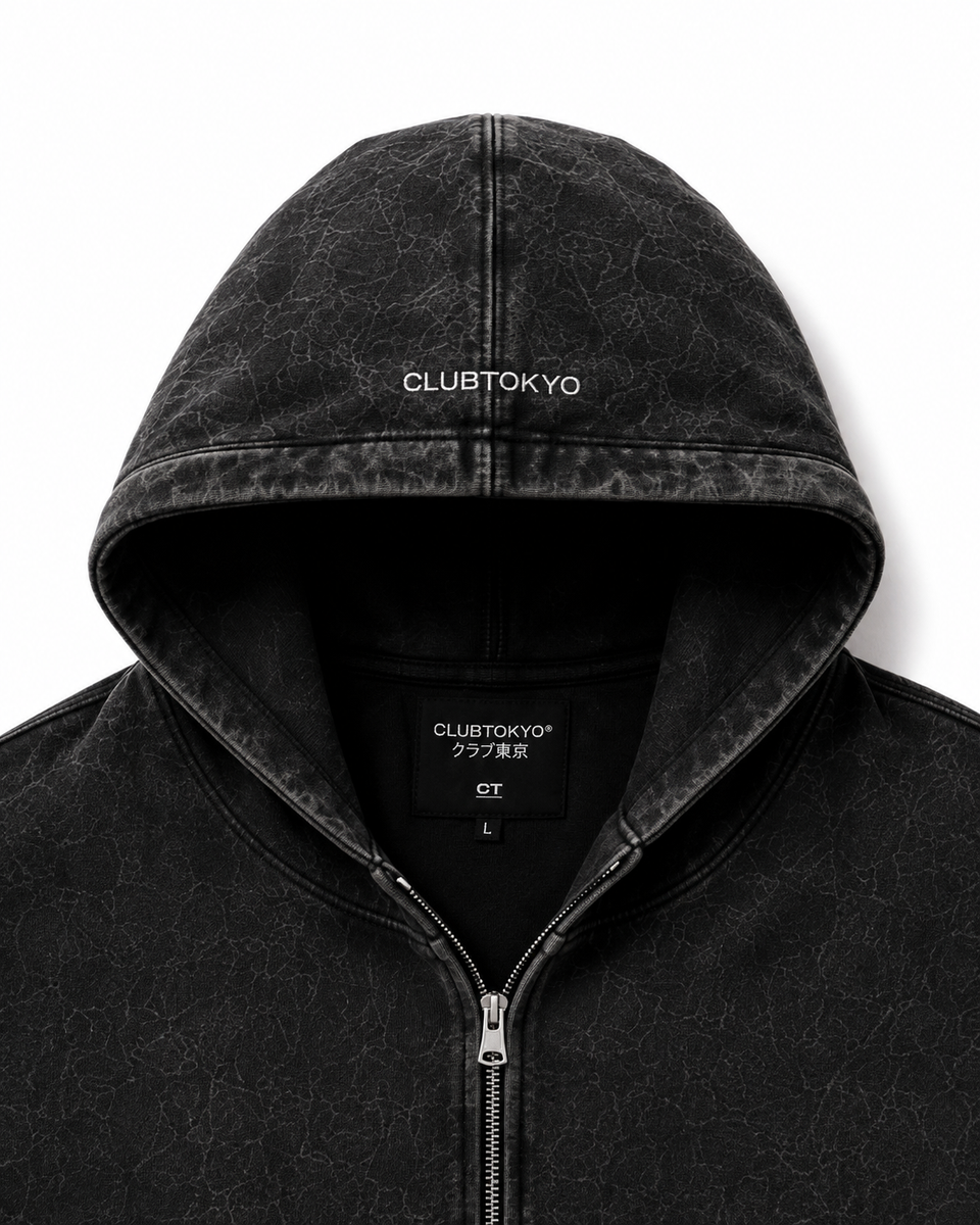 Washed Black Zip Hoodie
