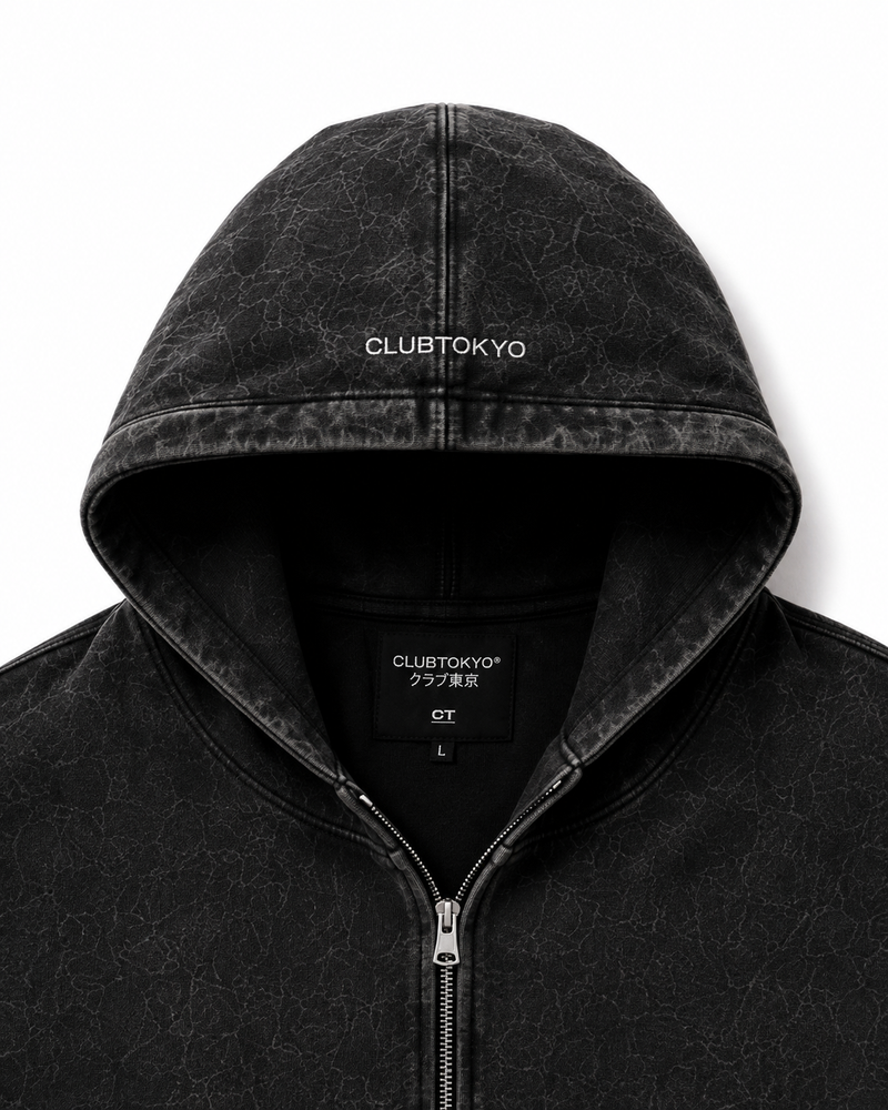 Washed Black Zip Hoodie