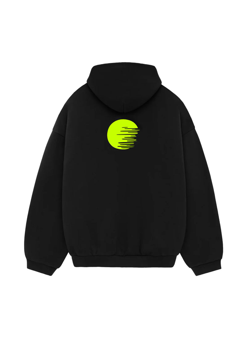 Tokyo Club Black Hoodie- Neon Yellow-Green Logo